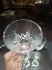 (4) Water goblet 6-5/8″ Glasses, Crystal Baccarat Epron Cut base Signed aft 1936