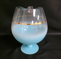 Vtg West Virginia Blendo Aqua Blue Frosted Cocktail Pitcher Footed Snifter MCM