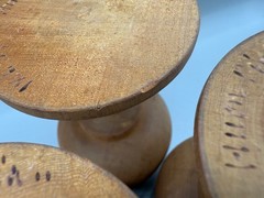 VINTAGE ESTATE WOODEN GOBLET SET 3 SIGNED