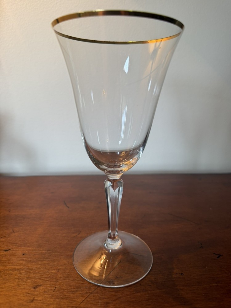 Vintage Lenox Mansfield Crystal Wine Goblet with Gold Rim – Elegant Stemware Mad