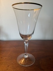 Vintage Lenox Mansfield Crystal Wine Goblet with Gold Rim – Elegant Stemware Mad