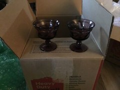 New Vintage Set of 2 Fostoria Jamestown Amber Footed Sherbet Glasses