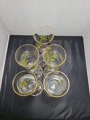 Wine Glasses W/ Grapevine Embossed W/ Gold Handpainted Vintage 5 Available (#6)