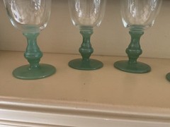 Set Of 4 Villeroy & Boch Isabelle Green (Dark Jade) Crystal Claret Wine Glasses