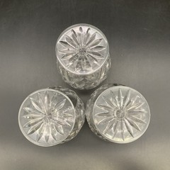 Vintage Heavy Cut Lead Crystal Brandy Snifters Starburst Cut Set of 3