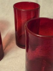 ARTLAND Iris Ruby Highball Glasses Ruby Red Hand Blown Bubble 5.75″x3.25″ NEW