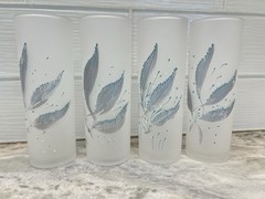 VTG Hansetta Glassware Silver Leaf Highball Collins Frosted Glasses-Set of 4 MCM
