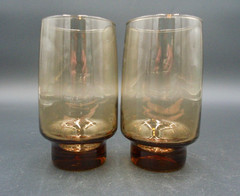 Vintage Libbey Glass Tawny Accent Smoky Brown Tumbler Glasses Set of 2