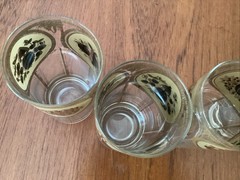 MCM Culver Highball Glasses 22K Gold Pattern Pineapple Pear Set Of 5