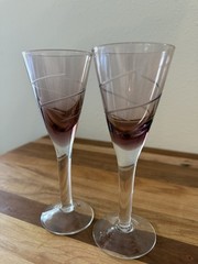 Mikasa Purple Swirl Set Aperitif Digestivo 2 Oz Wine Tasting Cordial Flutes