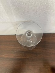 Set Of 2 Vintage 4.25” Tall Clear Glass Wide Mouth Wine Glasses CHIPPED