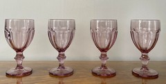 Vintage Libbey Premier Duratuff Gibralter «Plum Rose» Goblets – Set Of 4