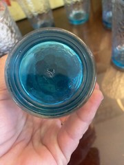 6 Vintage Teal Blue Tumblers Libbey Crackle Pebbled Bubble Iced Tea Glasses