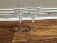 2 Beautiful Lenox Firelight Crystal Wine Glasses Non Panel Cut 7 3/4 inch