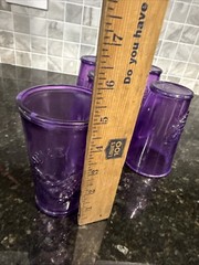 VTG MCM Indiana 5 Glasses Purple Juice Time Glasses Embossed Fruit See Detail