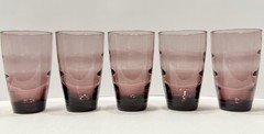 Vintage Set of 5 Libbey Ripple Purple Amethyst Saturn Optical Tumbler Glasses