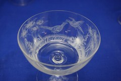 Hunting Wildlife Barware (12) Sherbet or Champagne Glasses, 3 5/8″ Deer Bi (G64)