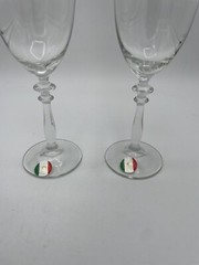 Vintage Cristalleria Fratelli Fumo Gold Rimmed Wine Glasses 8.5” Handmade Italy