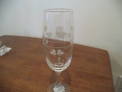 Vintage Floral Etched Twisted Stem Blown Crystal Glass 7″ TALL SIGNED