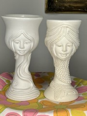Awesome MCM Gaia Studios Sculpture Goblets From 1978 Signed, Dated and Numbered