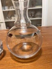 Vintage Clear Glass Bedside Tumble Up – Carafe & Tumbler – Silver/Platinum Trim
