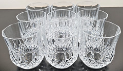 9) Cristal D’Arques Longchamp Clear 3.75″ Double Old Fashioned Set Rocks Bar Lot