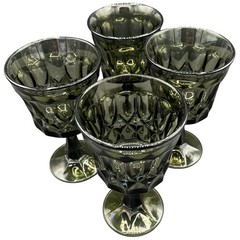 Vintage Noritake Perspective Smoky Olive Green Water Goblets Set of 4