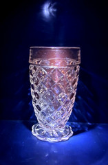 Vintage Anchor Hocking Waterford Waffle Footed 10 oz Glass, Orange Cadmium Glow