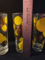 Trio MCM Russel Wright Yellow & 22k Gold Polka Dots Barware Tumbler