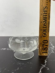 High Quality Vintage Crystal Dessert Glasses w/ Decorative Etchings Set of 6