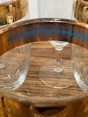 Vtg Blown Glass Gold Encrusted Rim 5 7/8″ Champagne Flutes Set of 6