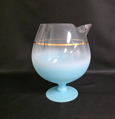 Vtg West Virginia Blendo Aqua Blue Frosted Cocktail Pitcher Footed Snifter MCM