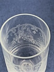 1 Bohemian Crystal Cascade Champagne Flute Etched Swag Knob Stem & Panel Base