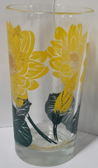 American Lotus 5″ Boscul Peanut Butter Glass Swanky Swig Vintage Floral Cup MCM