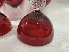 Vintage Morgantown set of 6 Spanish Red Golf Ball Sherbet Coupe Glasses 4 1/8”