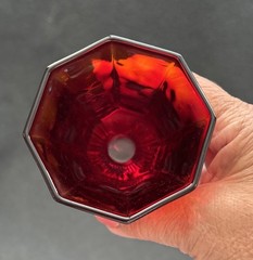 2 Vintage Independence Octagonal Ruby Red Amberina Water / Wine Glass Goblets