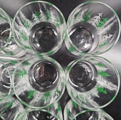 9 Libbey Snowy Evergreen White Trees Old Fashioned Set Vintage Drink Tumbler Lot