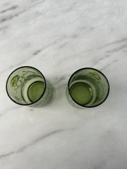 Lot of 2 Vintage Libbey’s Green & Blue Daisy Glasses Raised Pattern MCM Flowers