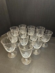 12-Vintage Etched Viking «Sheaf of Wheat» Water Glasses (664)