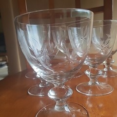 Mid Century Vintage Star Atomic Starburst Water Wine Goblet LOT 6 Knob Stem