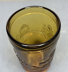 Vintage Tiara Exclusives Amber Glass Juice Tumbler Jack and Jill Indiana Glass