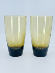 2 Tawny Smoke Brown Large Glasses / Tumblers by Libbey – 1970s Drinking Glasses