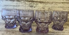 4 Rare Cambridge Georgian Heatherbloom 4” Neodymium Glass Tumblers Color Change