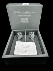 WATERFORD CRYSTAL HEALTH PAIR TOASTING FLUTES SIGNED SEAN EGAN 1998.