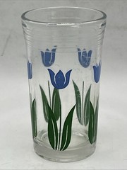 Vintage Kraft Swanky Swig Medium Blue Tulip Flowers Juice Glass FREE SHIPPING!