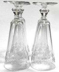 Vtg Bryce 896-5 Hand Blown Etched Pilsner Glasses Set Of Four 12oz Capacity