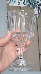 4 Paneled Stemmed Glass Water Wine Goblets 9oz Durable Heavy