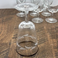 Set Of 9 Vintage Silver Rim Laurel Leaf Etched Stemware France 6”X 3”