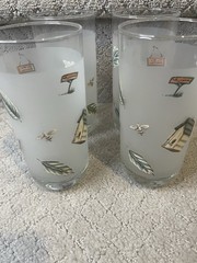 Set Of 4 Pfaltzgraff Naturewood Frosted Drinking Glasses/Tumblers. 3″W x 6¼»H.
