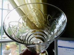 Normandy Rock Sharpe Wine Glasses, SET 2, 7-3/4” Stem #3005 Cut Glass